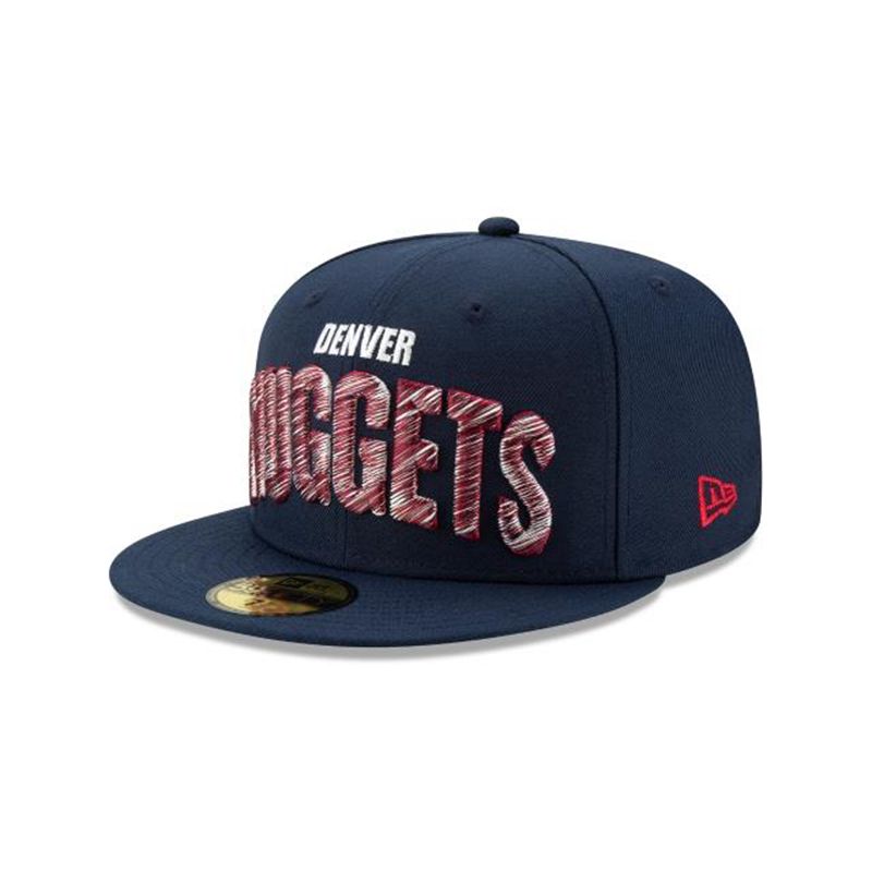 NBA Denver Nuggets Raised Threads 59Fifty Fitted (IPT6712) - Blue New Era Caps